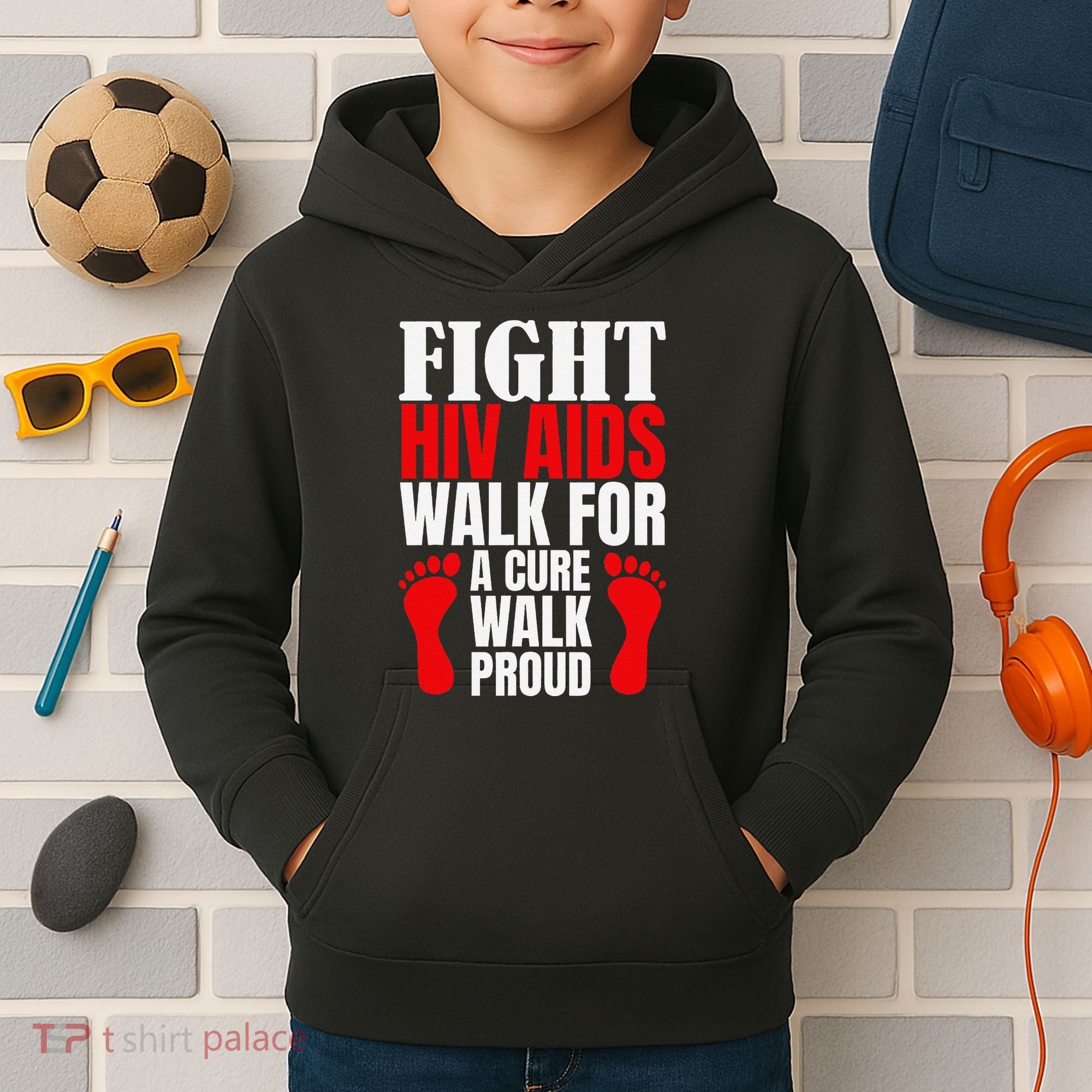 Hiv Awareness Red Ribbon World Aids Day Fighters Kids Hoodie