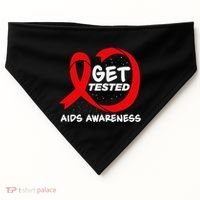 Hiv Awareness Red Ribbon World Aids Day Fighters USA-Made Doggie Bandana thumb 0