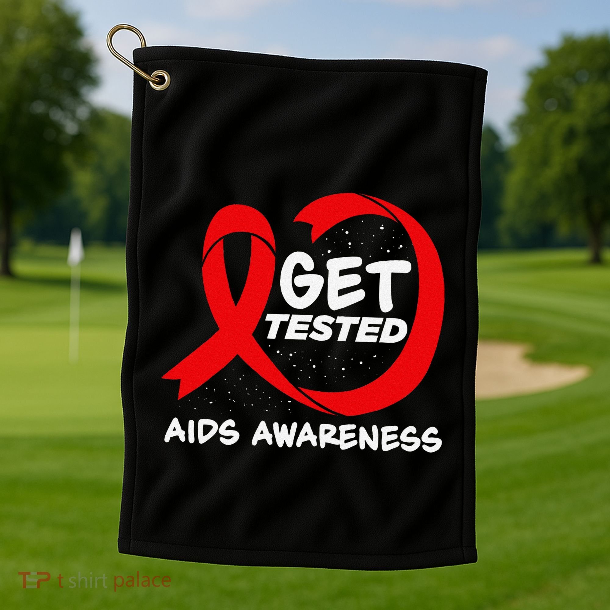 Hiv Awareness Red Ribbon World Aids Day Fighters Golf Towel