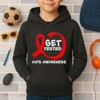Hiv Awareness Red Ribbon World Aids Day Fighters Kids Hoodie thumb 2