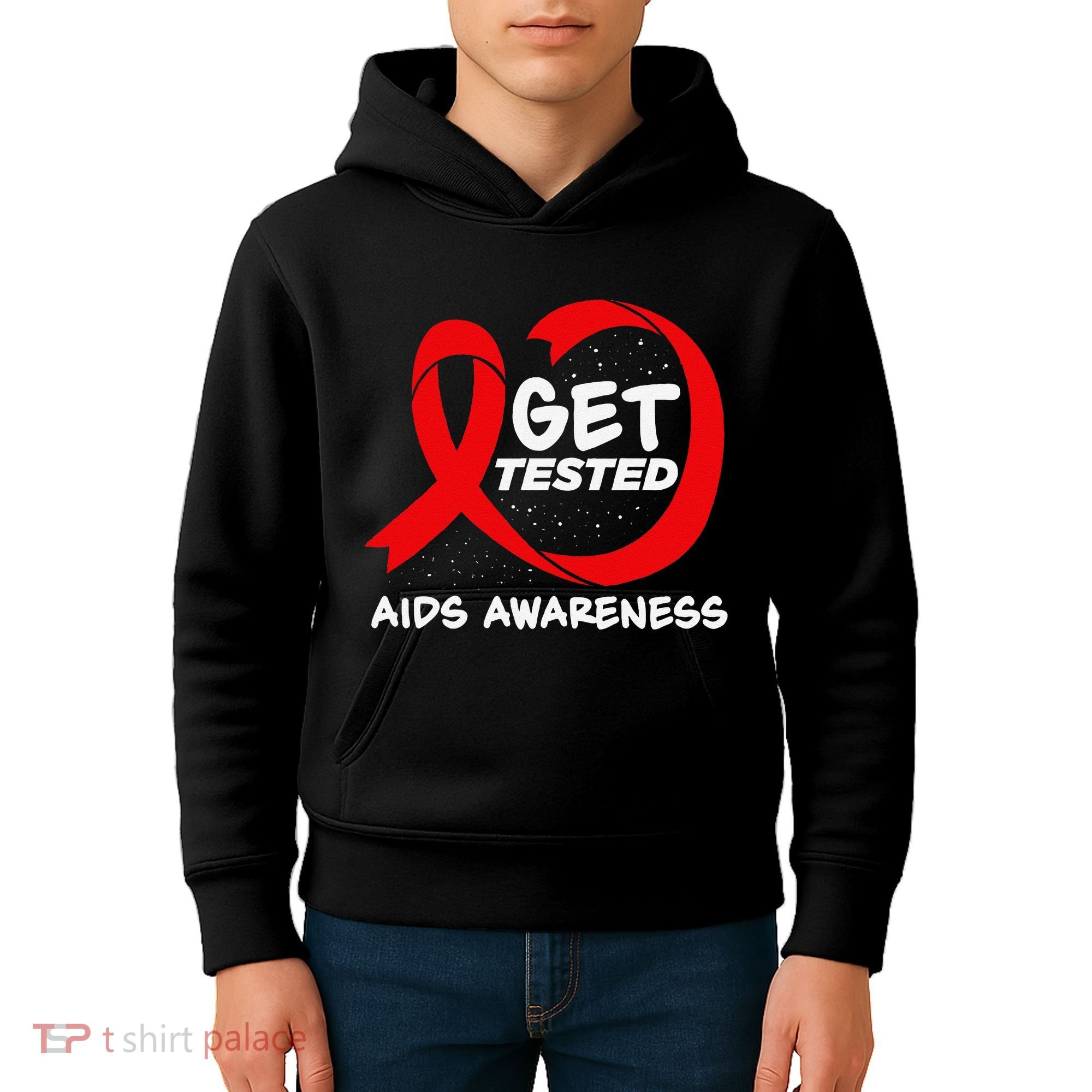 Hiv Awareness Red Ribbon World Aids Day Fighters Kids Hoodie