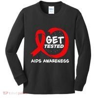 Hiv Awareness Red Ribbon World Aids Day Fighters Kids Long Sleeve Shirt thumb 0