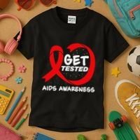 Hiv Awareness Red Ribbon World Aids Day Fighters Kids T-Shirt thumb 3