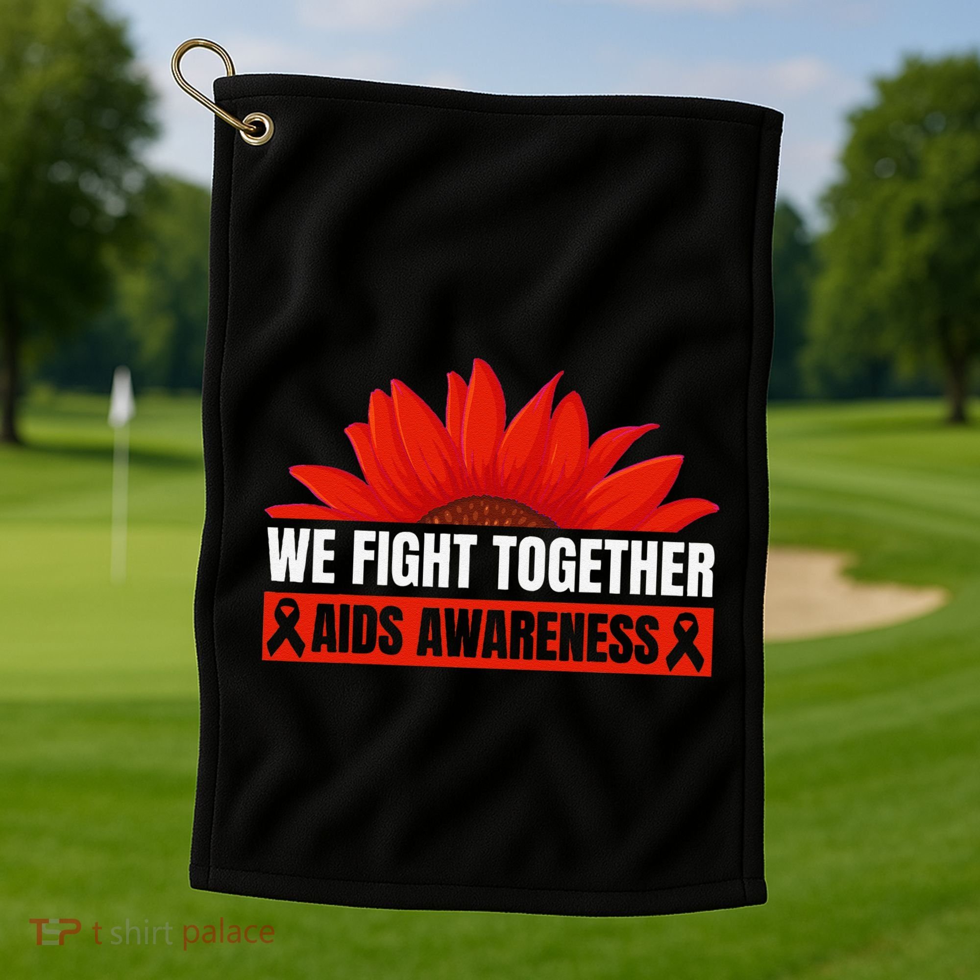 Hiv Awareness Red Ribbon World Aids Day Fighters Golf Towel