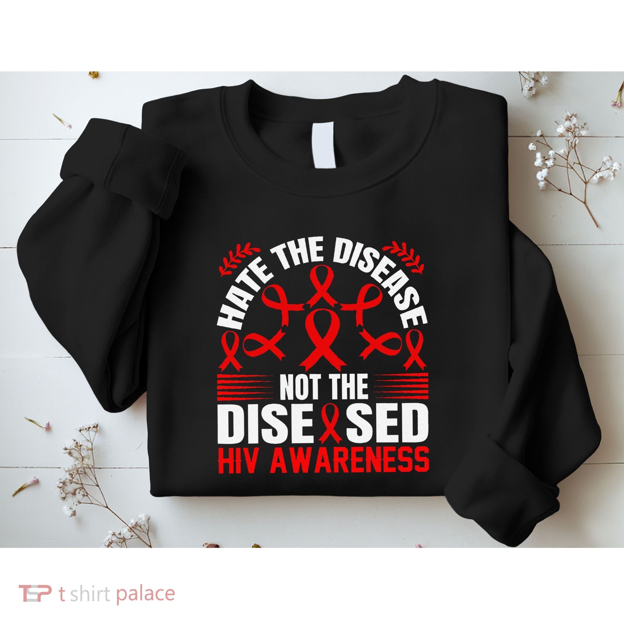 Hiv Awareness Red Ribbon World Aids Day Fighters Sweatshirt