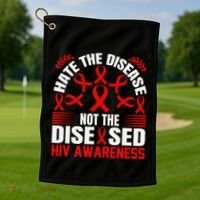 Hiv Awareness Red Ribbon World Aids Day Fighters Golf Towel thumb 1