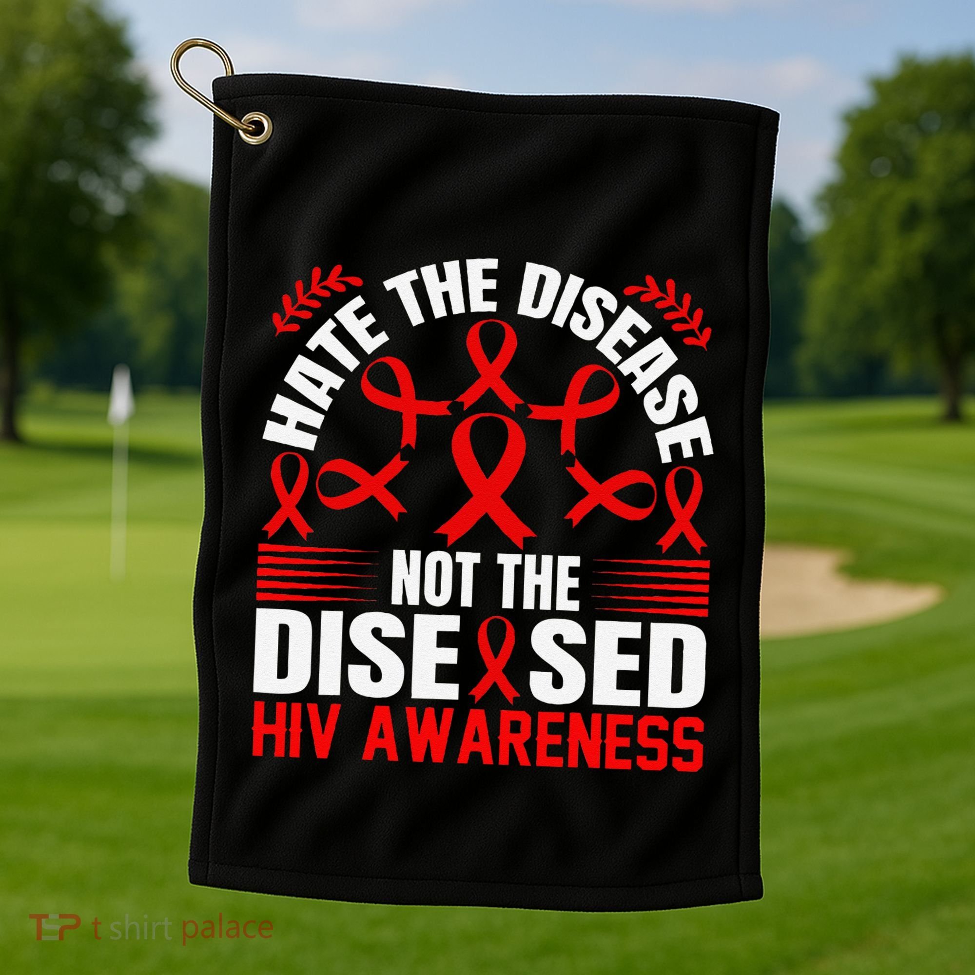 Hiv Awareness Red Ribbon World Aids Day Fighters Golf Towel