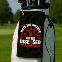 Hiv Awareness Red Ribbon World Aids Day Fighters Golf Towel thumb 2