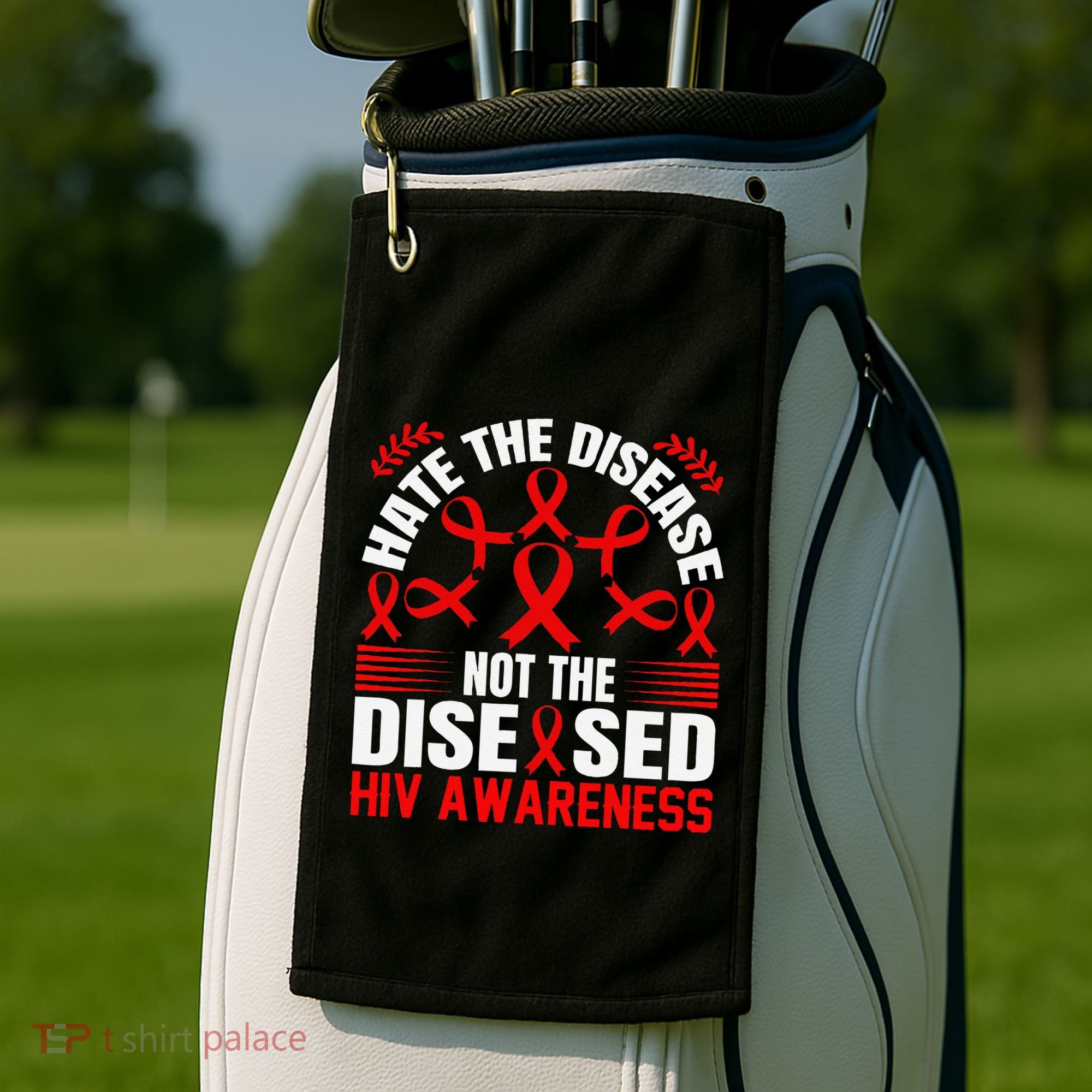 Hiv Awareness Red Ribbon World Aids Day Fighters Golf Towel