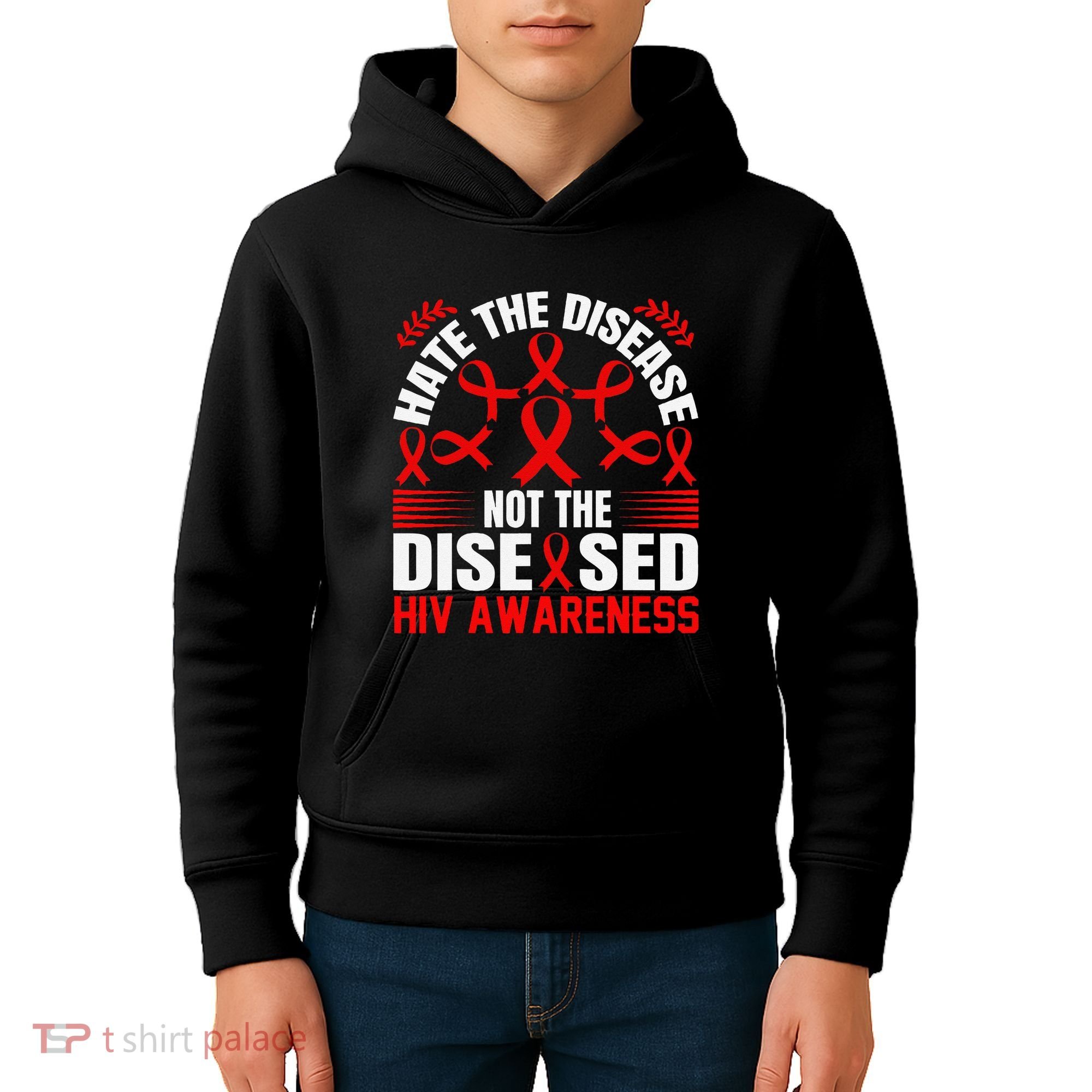 Hiv Awareness Red Ribbon World Aids Day Fighters Kids Hoodie