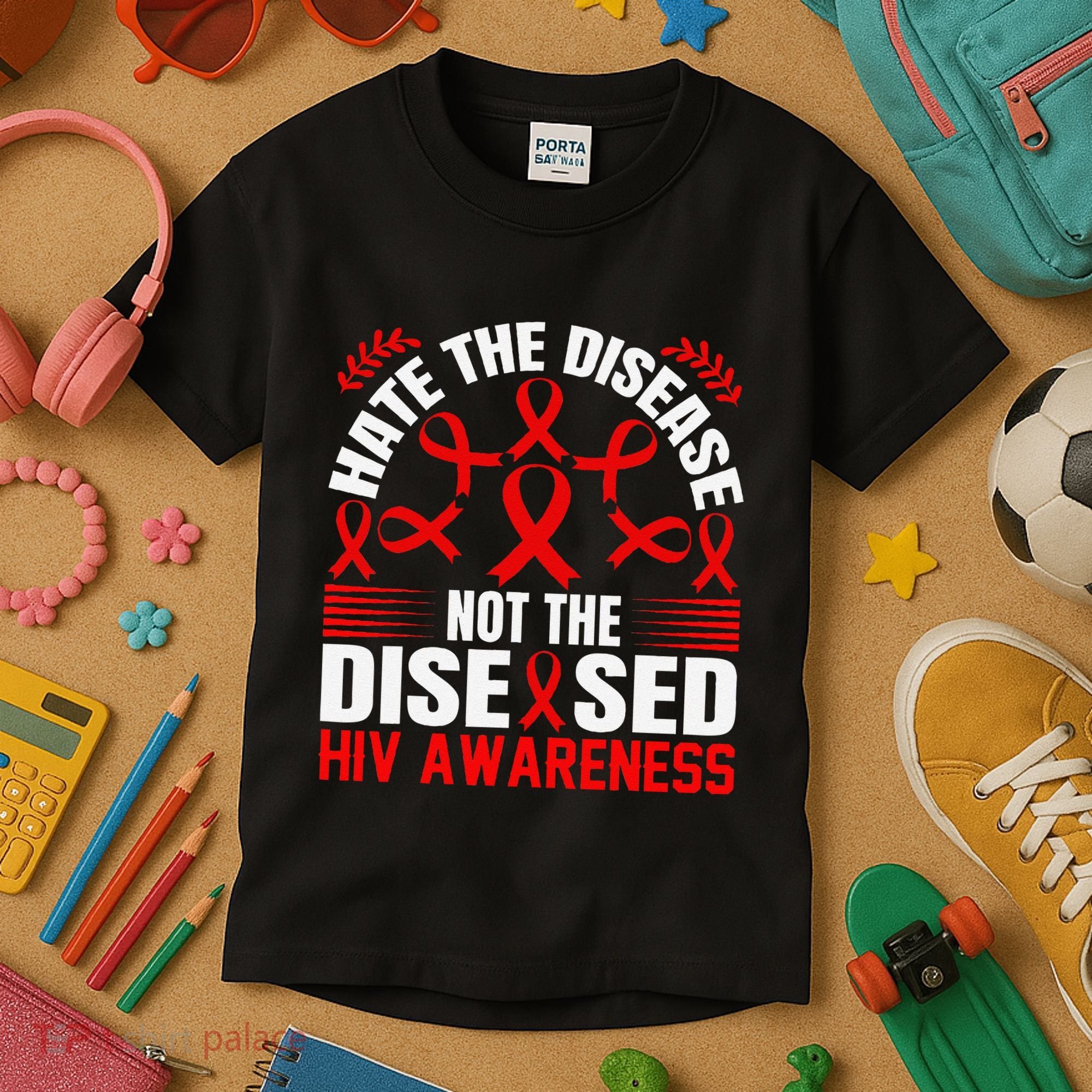 Hiv Awareness Red Ribbon World Aids Day Fighters Kids T-Shirt