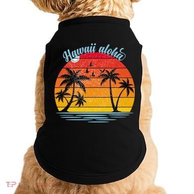 Hawaii Aloha Retro Sunset Beach Doggie Tank