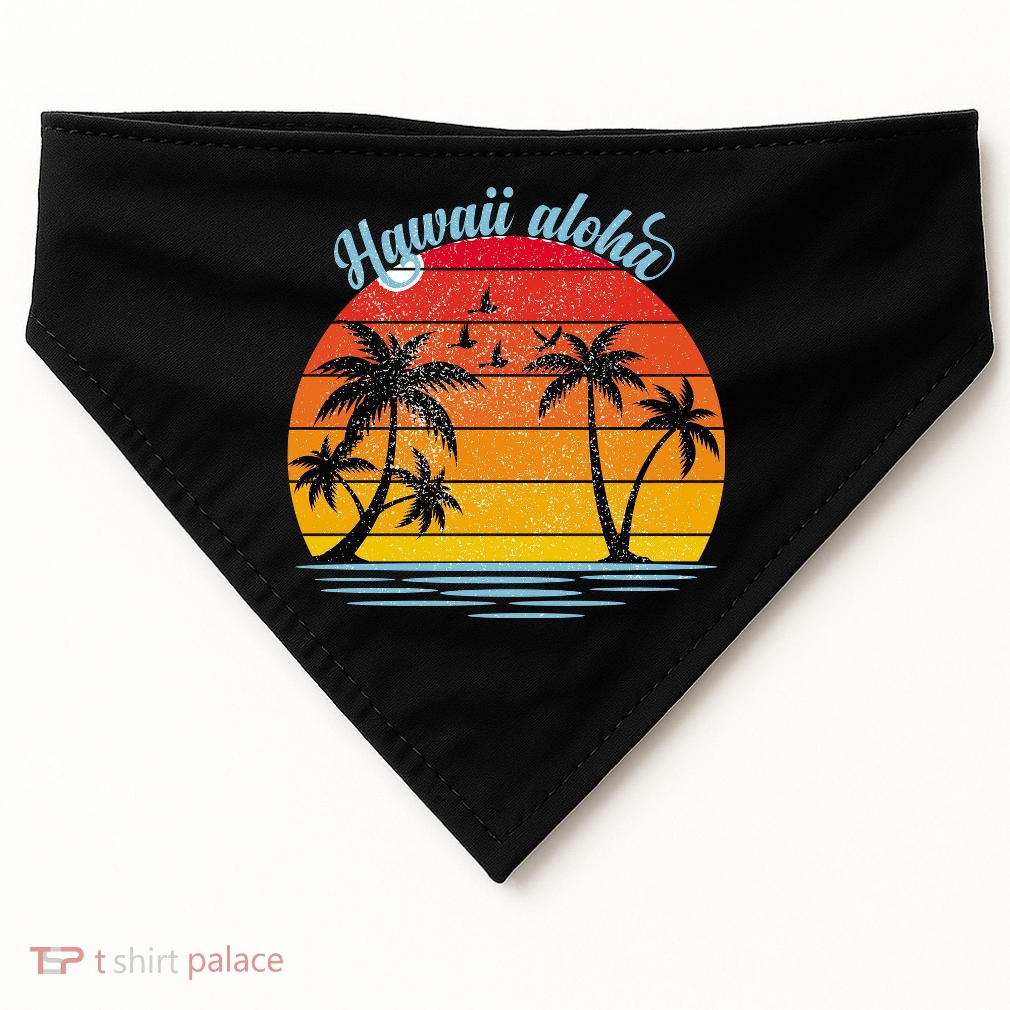 Hawaii Aloha Retro Sunset Beach USA-Made Doggie Bandana