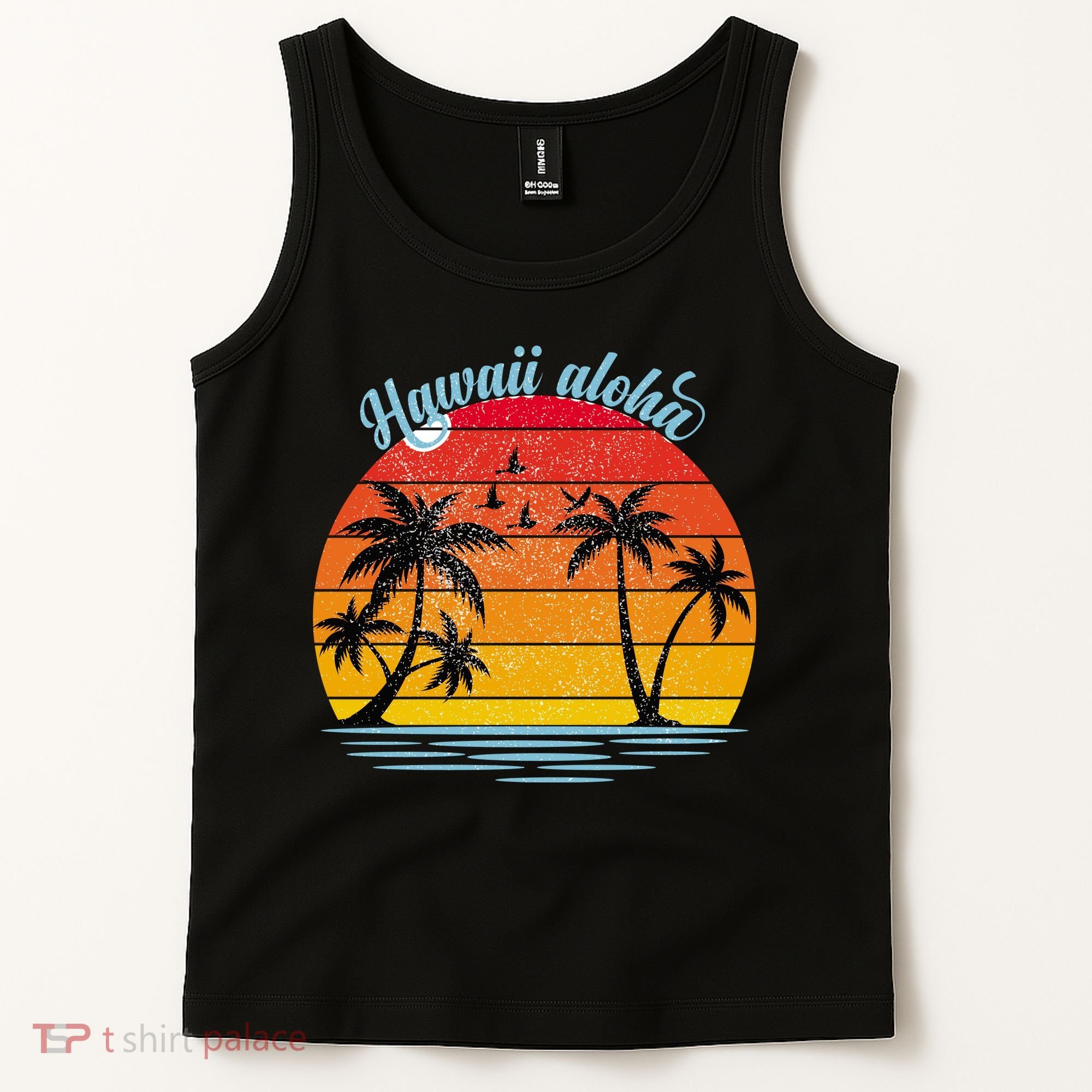Hawaii Aloha Retro Sunset Beach Tank Top