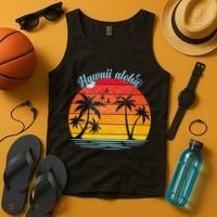 Hawaii Aloha Retro Sunset Beach Tank Top thumb 4