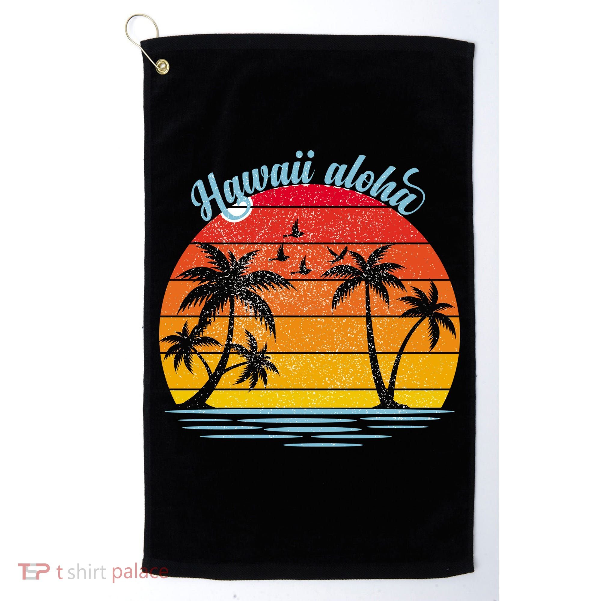 Hawaii Aloha Retro Sunset Beach Golf Towel