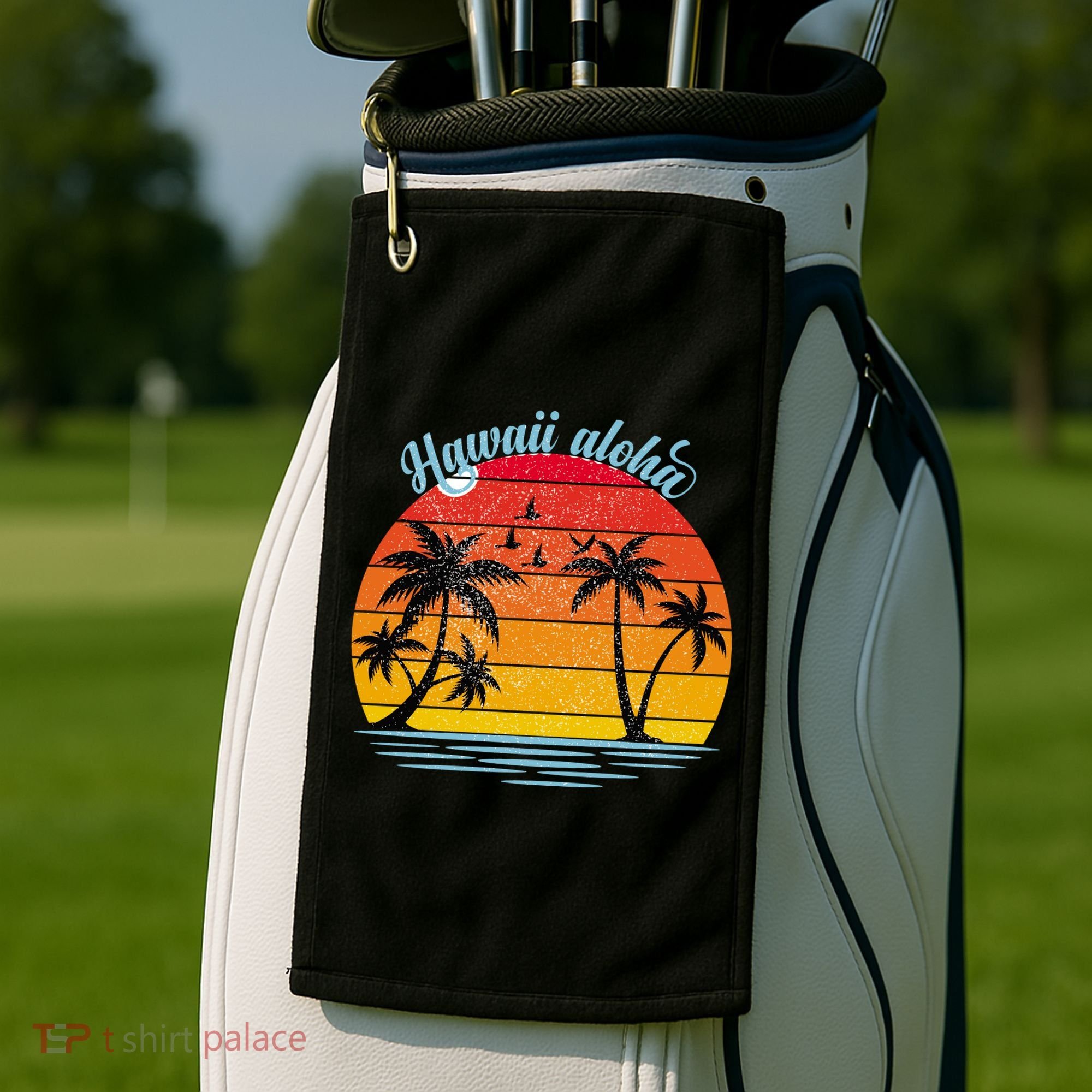 Hawaii Aloha Retro Sunset Beach Golf Towel