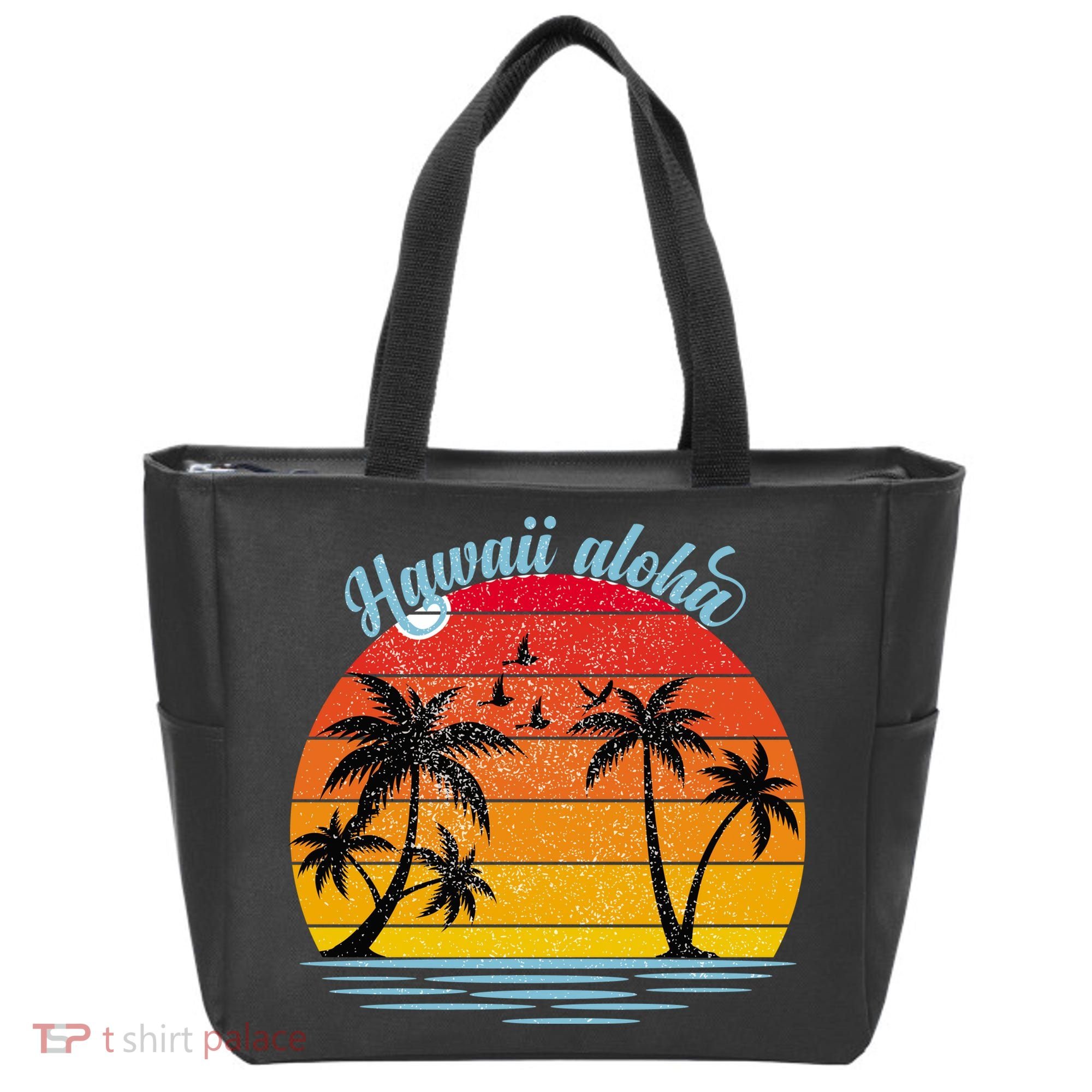 Hawaii Aloha Retro Sunset Beach Tote Bag
