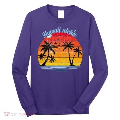 Hawaii Aloha Retro Sunset Beach Long Sleeve Shirt