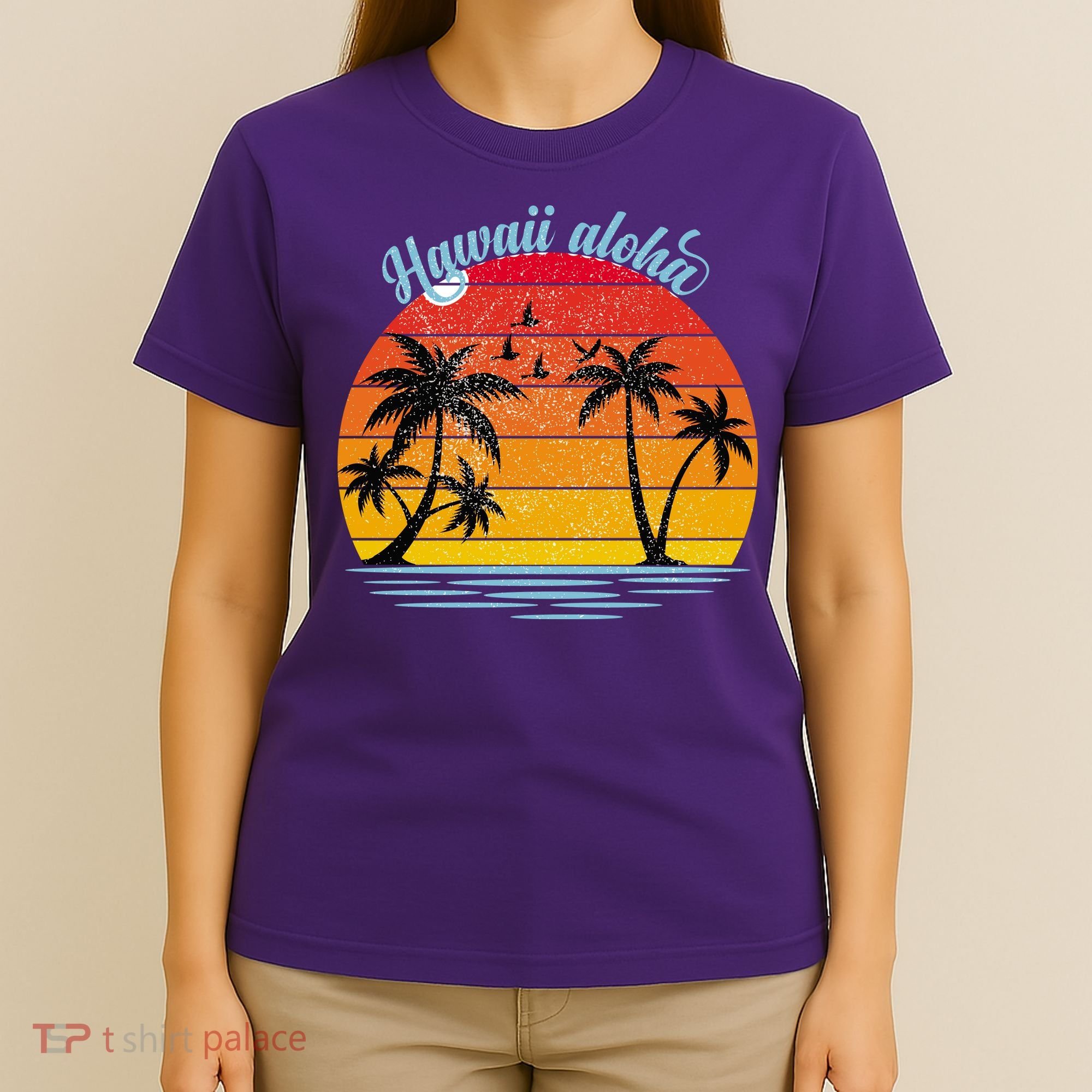 Hawaii Aloha Retro Sunset Beach T-Shirt