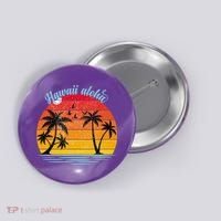 Hawaii Aloha Retro Sunset Beach Button thumb 0