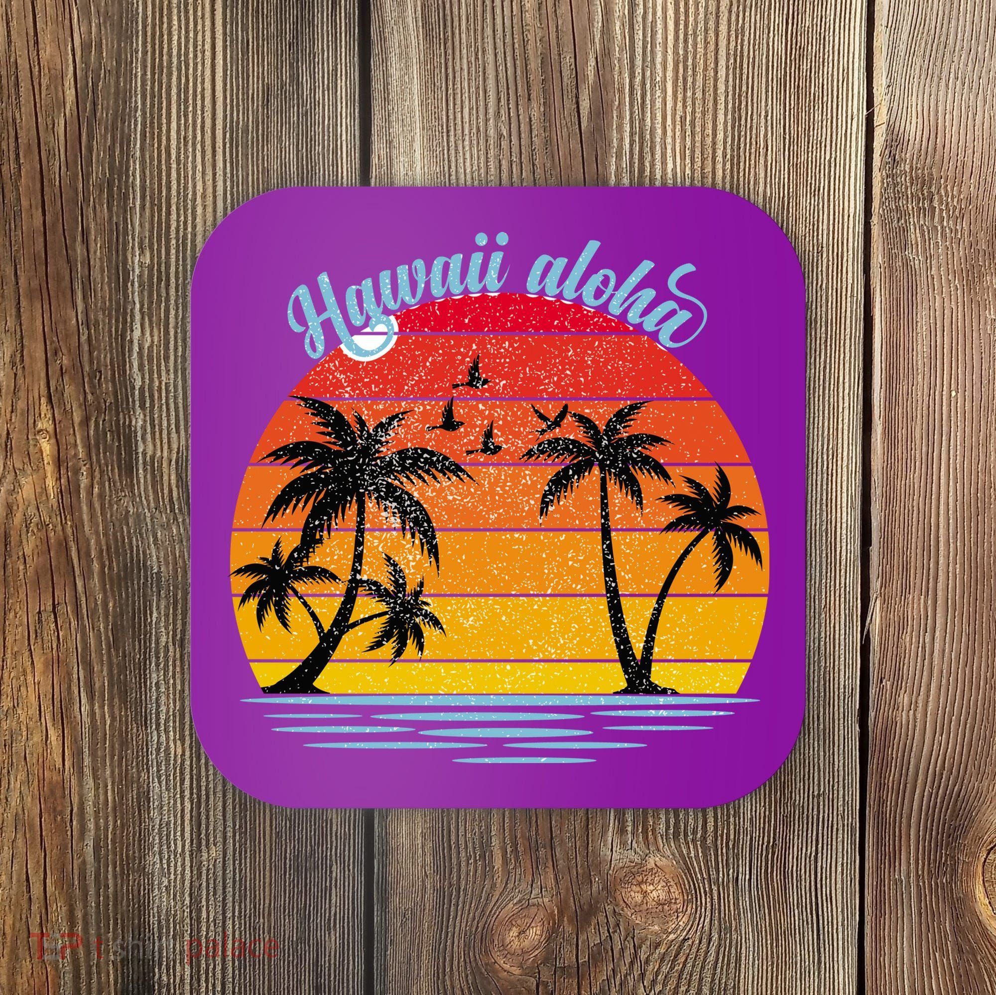 Hawaii Aloha Retro Sunset Beach Coaster