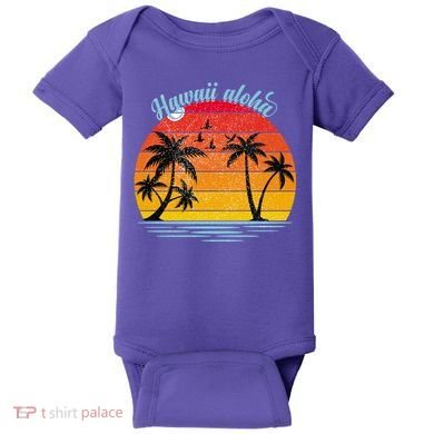 Hawaii Aloha Retro Sunset Beach Baby Bodysuit
