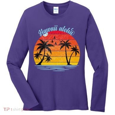 Hawaii Aloha Retro Sunset Beach Women's Long Sleeve Shirt
