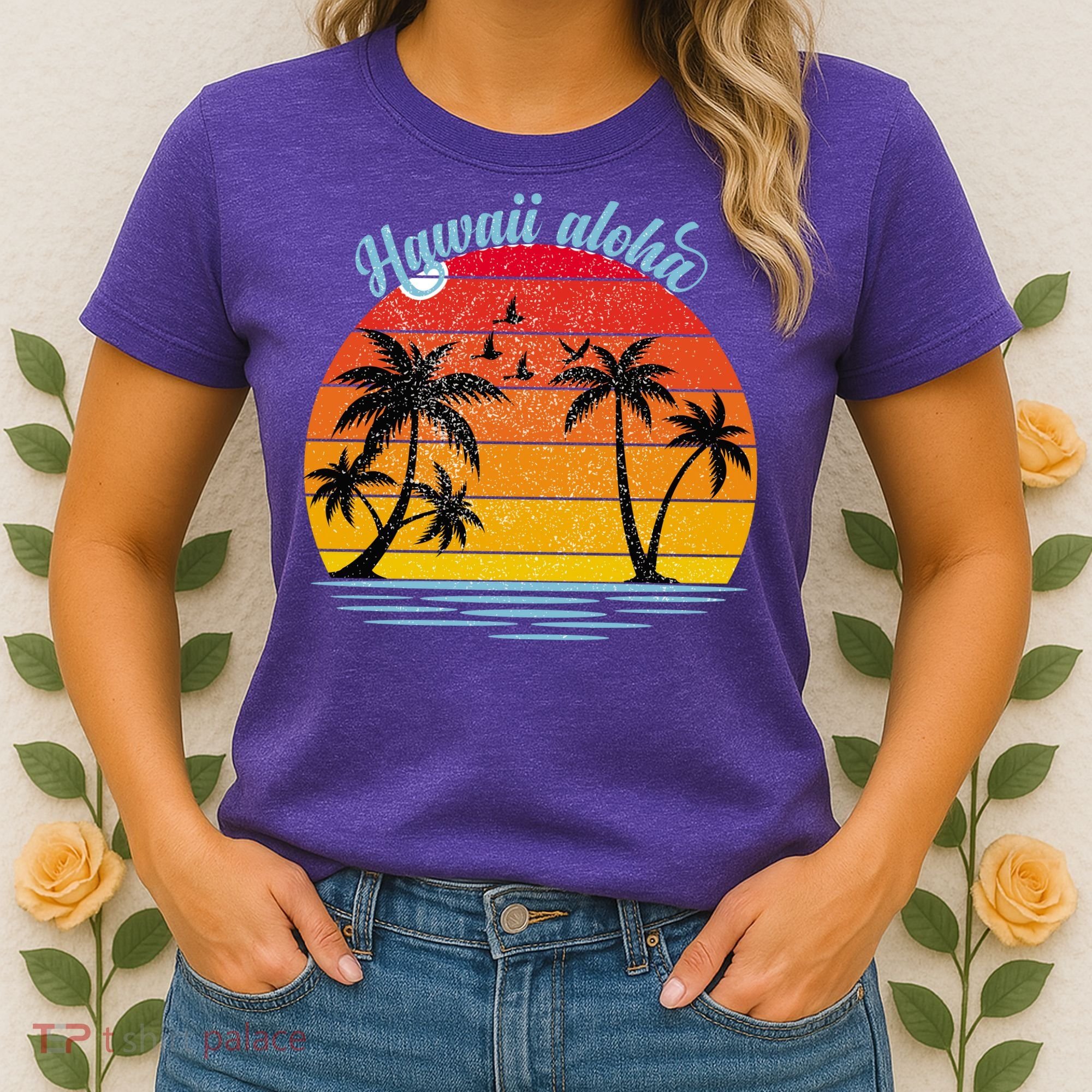 Hawaii Aloha Retro Sunset Beach Women's T-Shirt