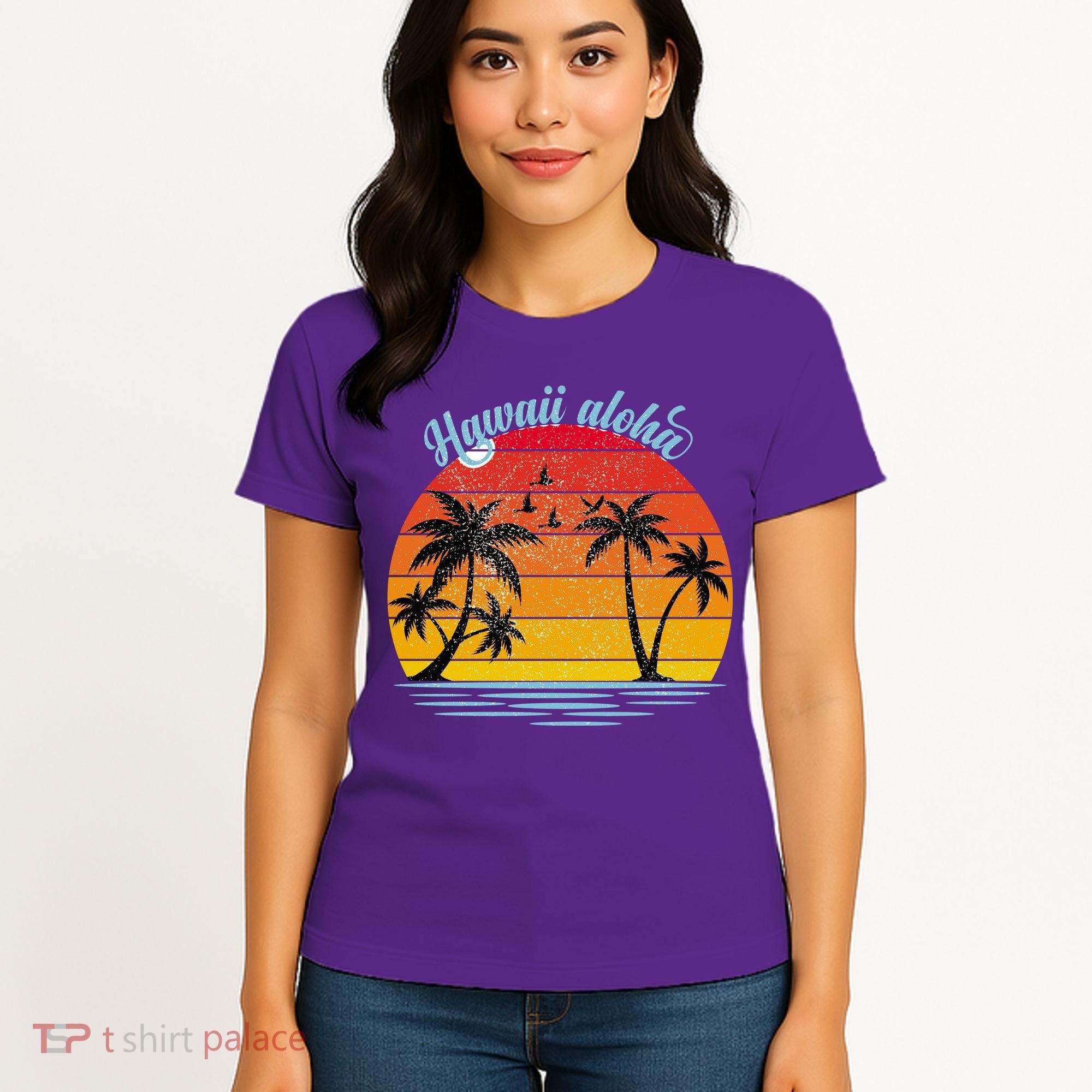 Hawaii Aloha Retro Sunset Beach Women's T-Shirt