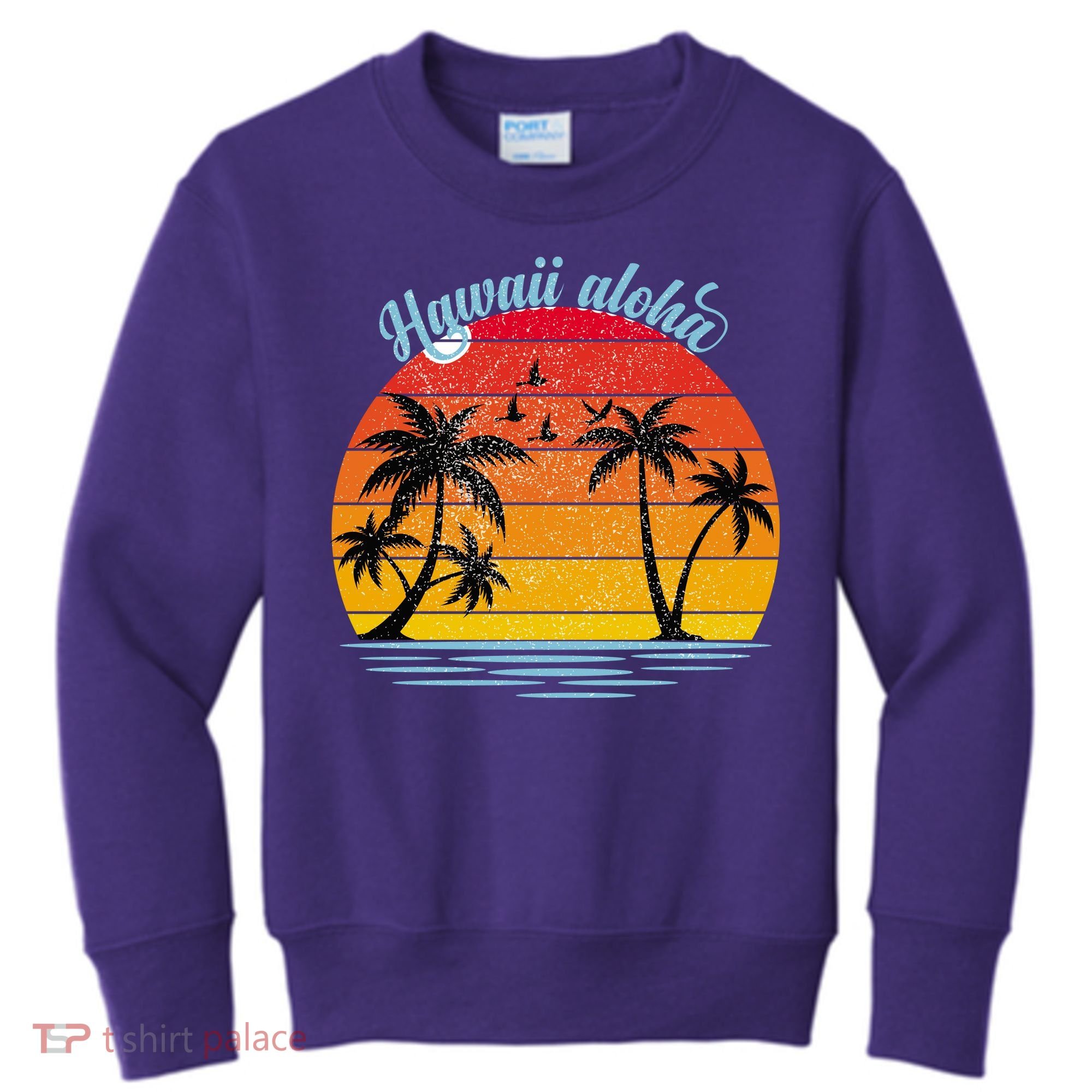 Hawaii Aloha Retro Sunset Beach Kids Sweatshirt
