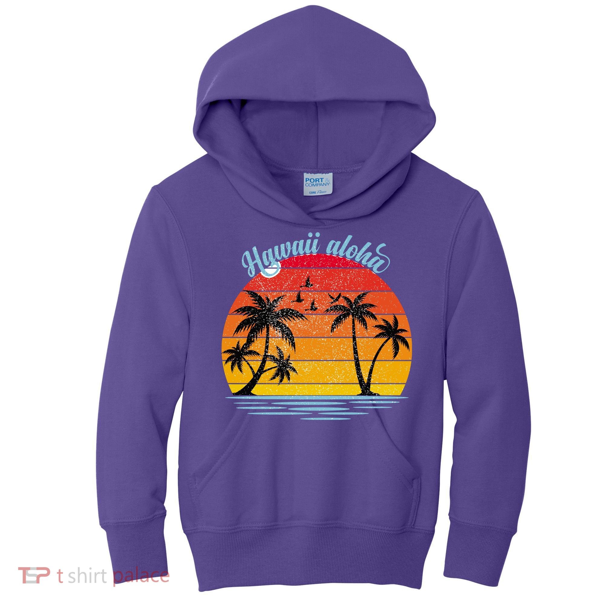 Hawaii Aloha Retro Sunset Beach Kids Hoodie