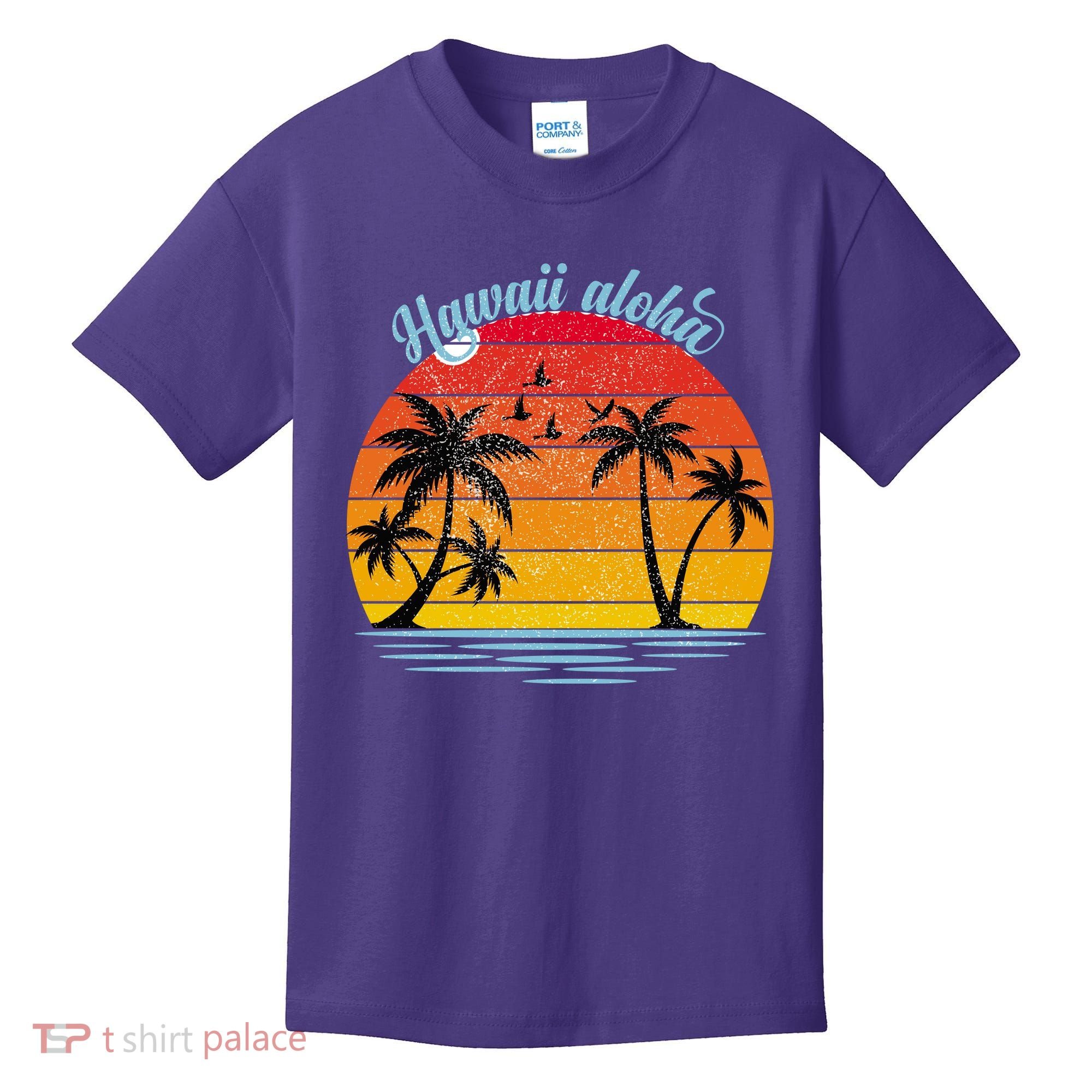 Hawaii Aloha Retro Sunset Beach Kids T-Shirt