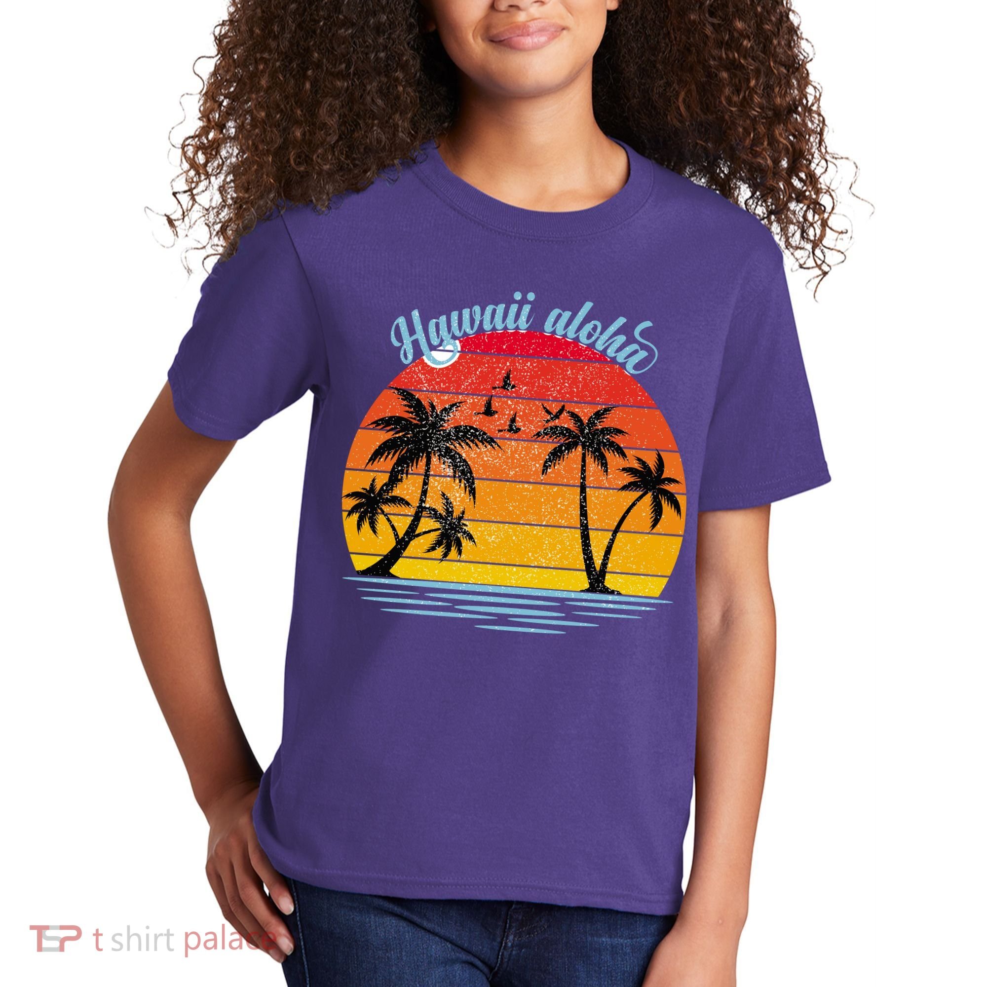 Hawaii Aloha Retro Sunset Beach Kids T-Shirt