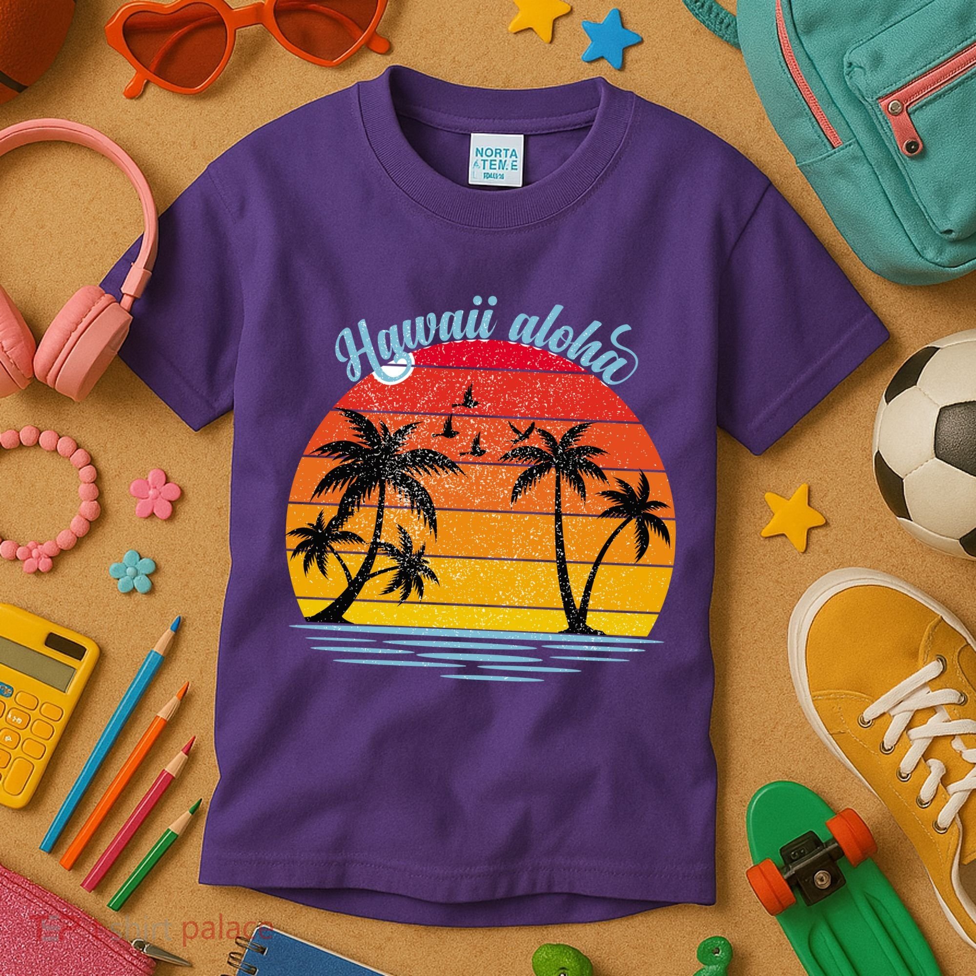 Hawaii Aloha Retro Sunset Beach Kids T-Shirt
