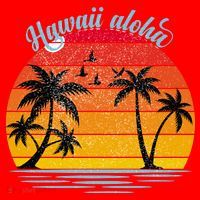 Hawaii Aloha Retro Sunset Beach Santa Hat thumb 1