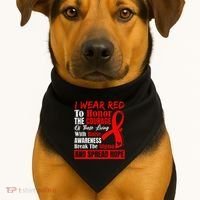 Hiv Awareness Red Ribbon World Aids Day Fighters USA-Made Doggie Bandana thumb 1