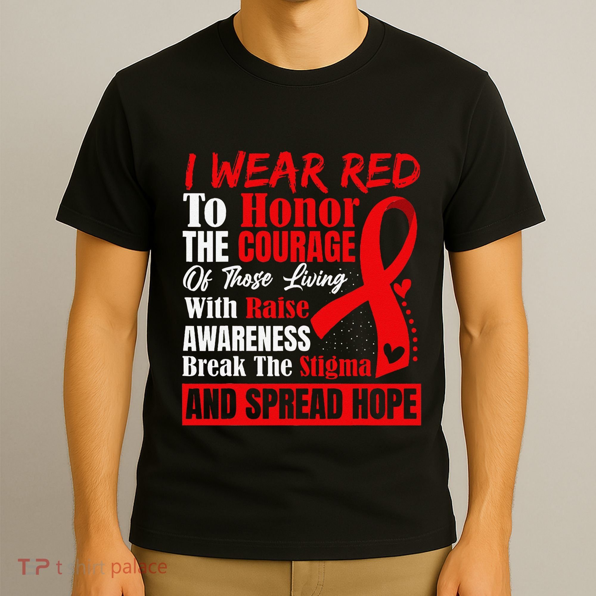 Hiv Awareness Red Ribbon World Aids Day Fighters T-Shirt