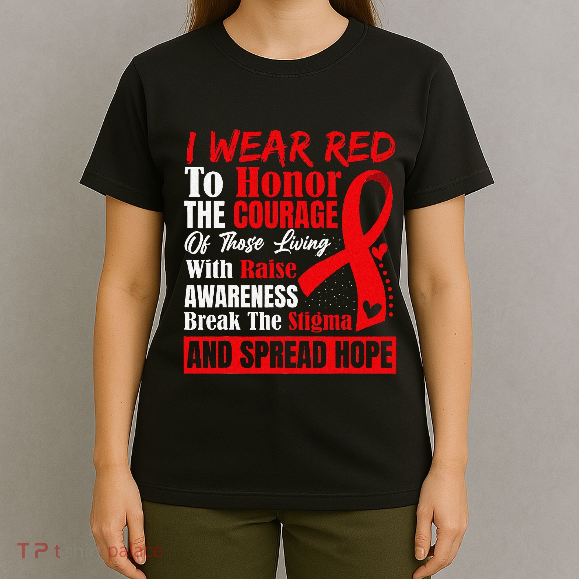 Hiv Awareness Red Ribbon World Aids Day Fighters T-Shirt