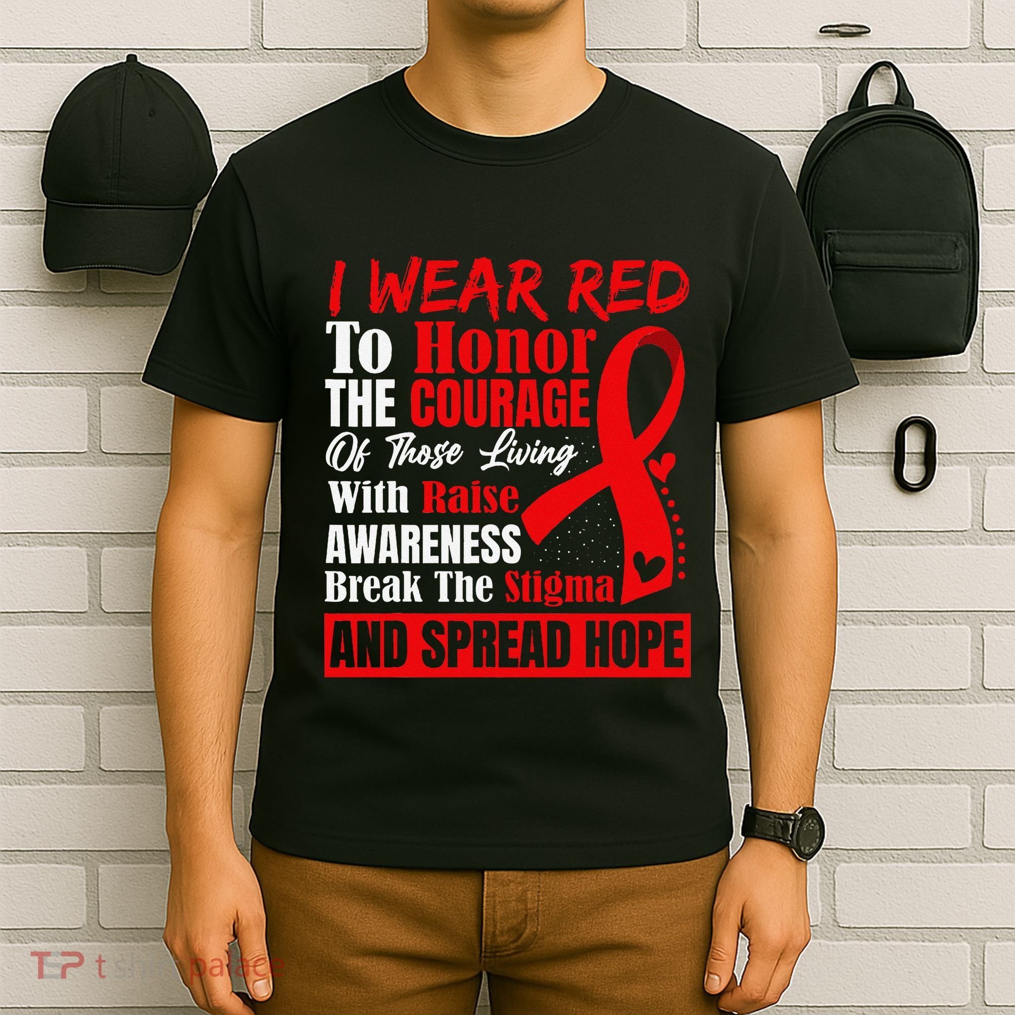 Hiv Awareness Red Ribbon World Aids Day Fighters T-Shirt