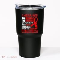 Hiv Awareness Red Ribbon World Aids Day Fighters Tumbler thumb 0