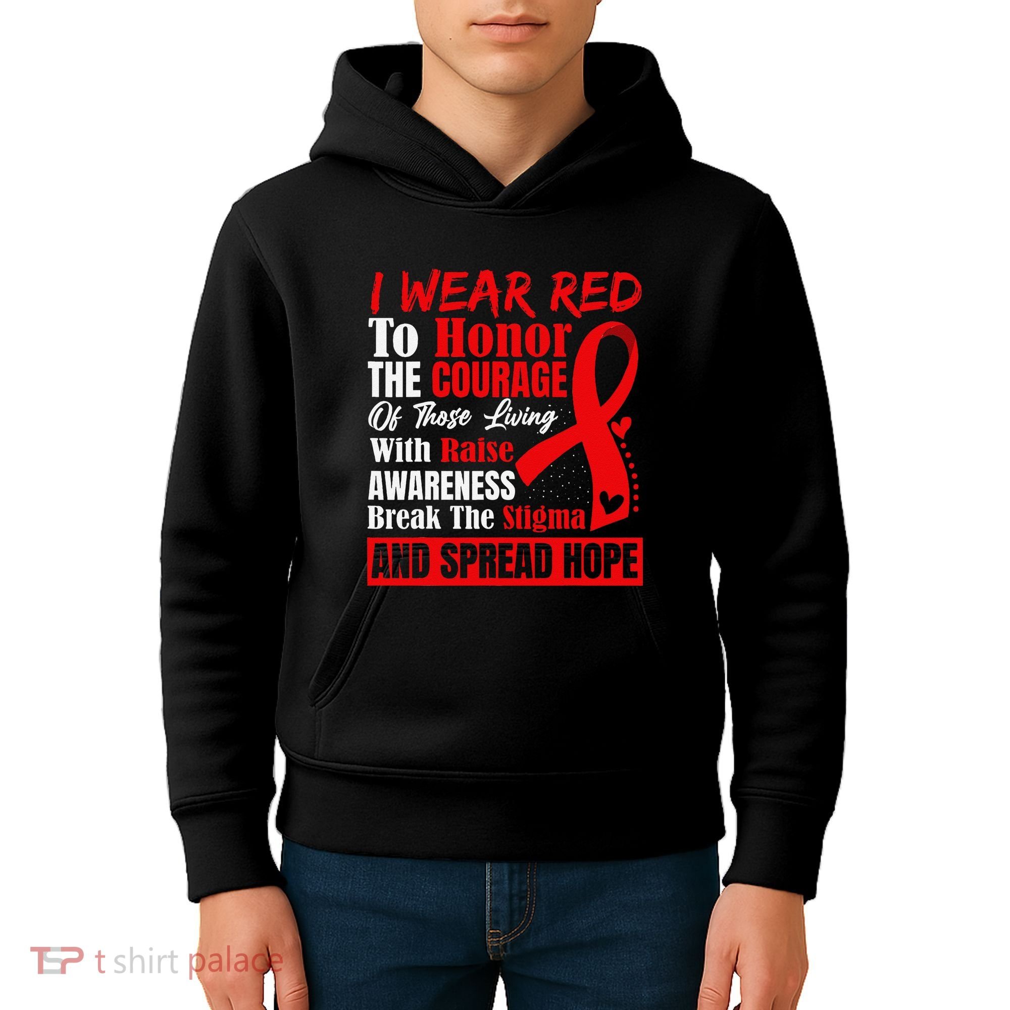 Hiv Awareness Red Ribbon World Aids Day Fighters Kids Hoodie
