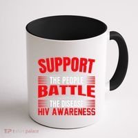 Hiv Awareness Red Ribbon World Aids Day Fighters Coffee Mug thumb 1