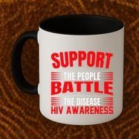 Hiv Awareness Red Ribbon World Aids Day Fighters Coffee Mug thumb 2