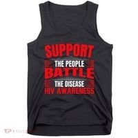Hiv Awareness Red Ribbon World Aids Day Fighters Tank Top thumb 0