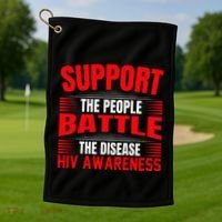 Hiv Awareness Red Ribbon World Aids Day Fighters Golf Towel thumb 1