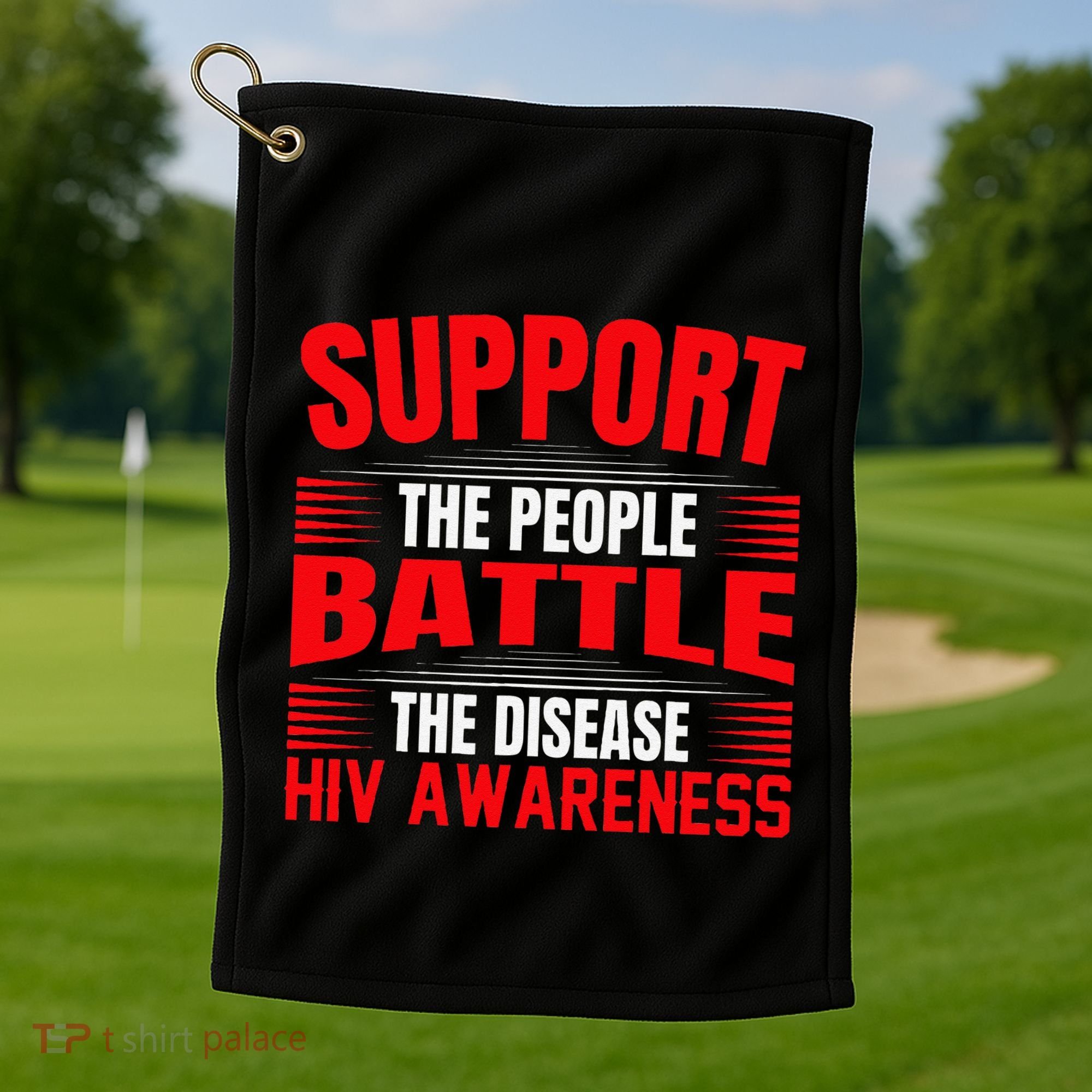 Hiv Awareness Red Ribbon World Aids Day Fighters Golf Towel