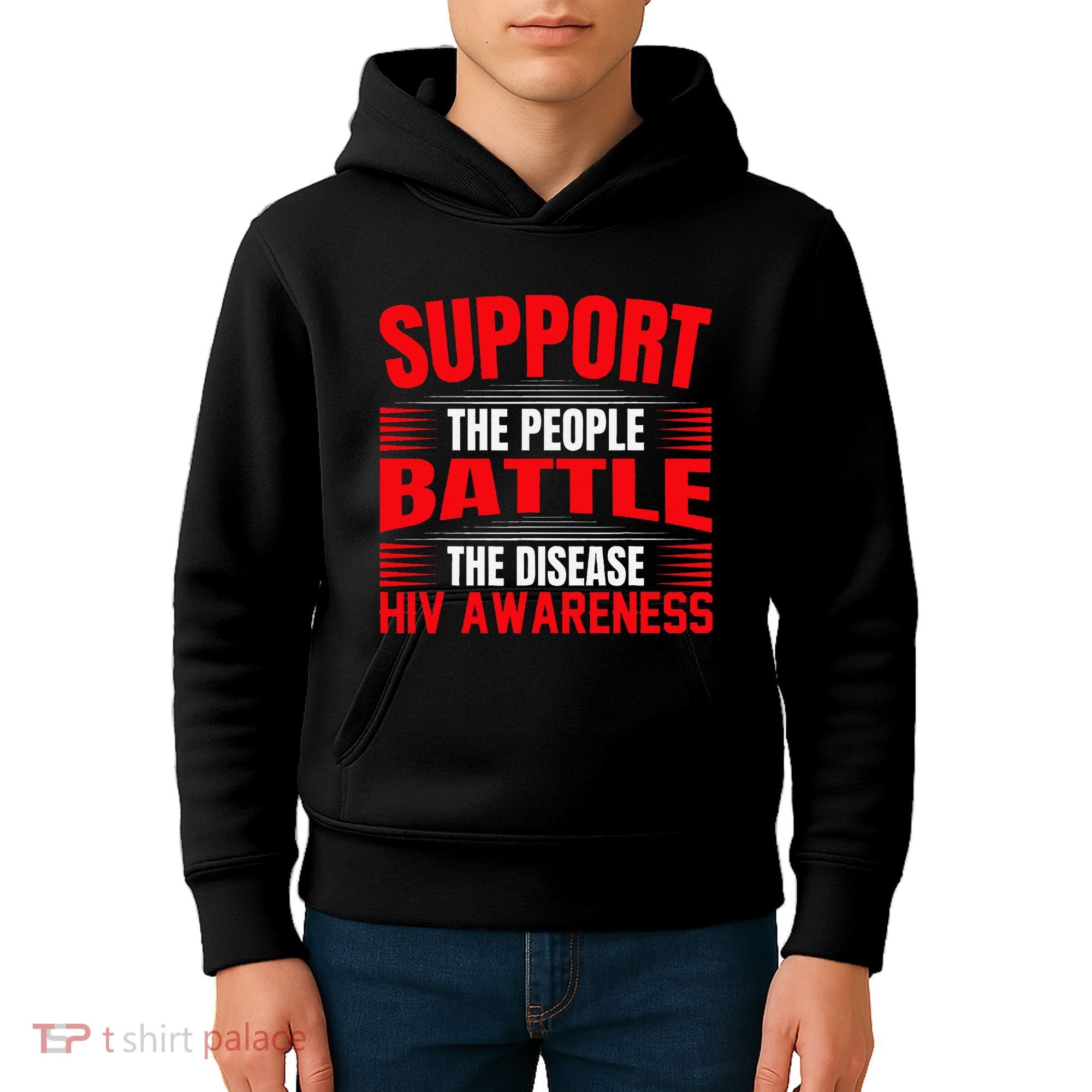 Hiv Awareness Red Ribbon World Aids Day Fighters Kids Hoodie