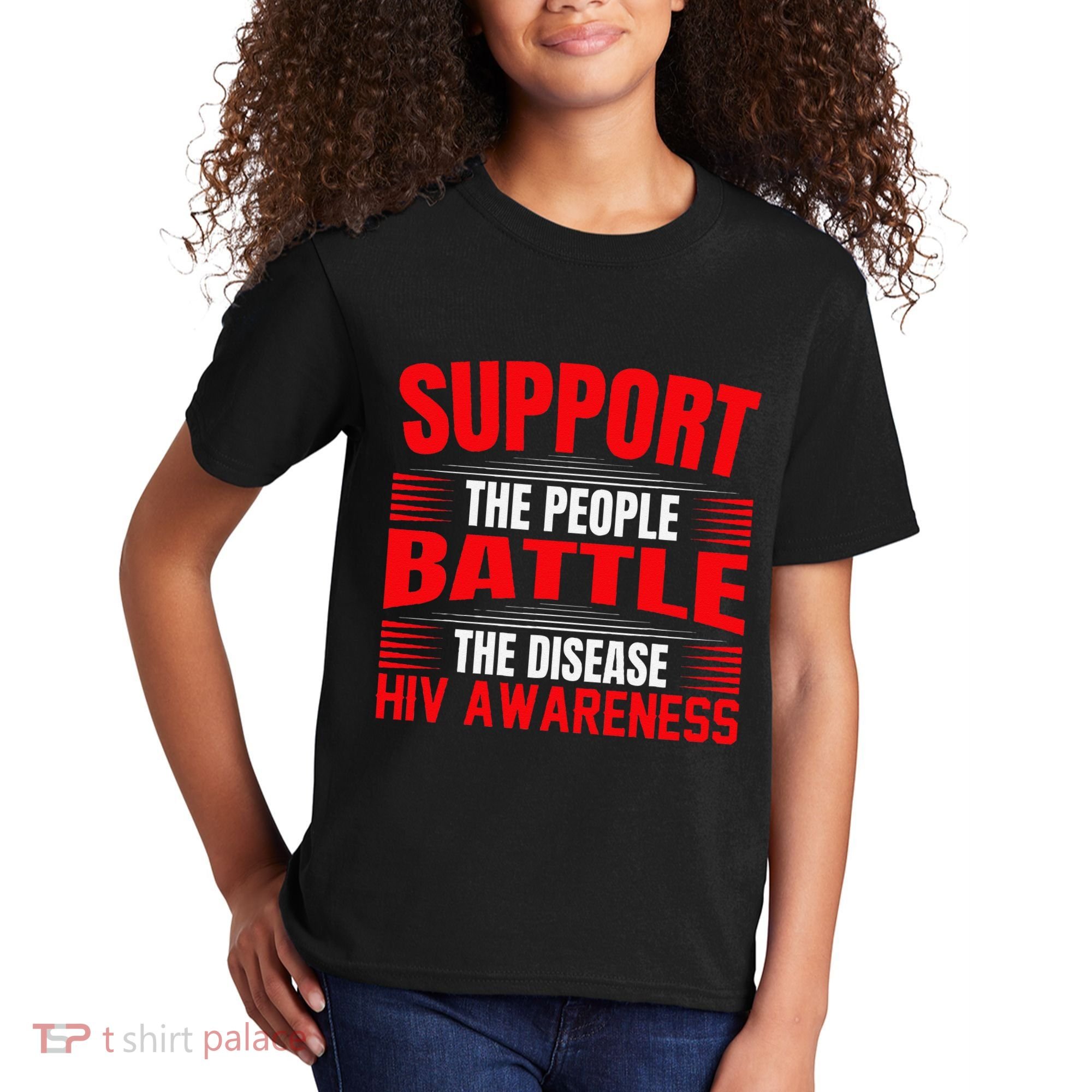 Hiv Awareness Red Ribbon World Aids Day Fighters Kids T-Shirt