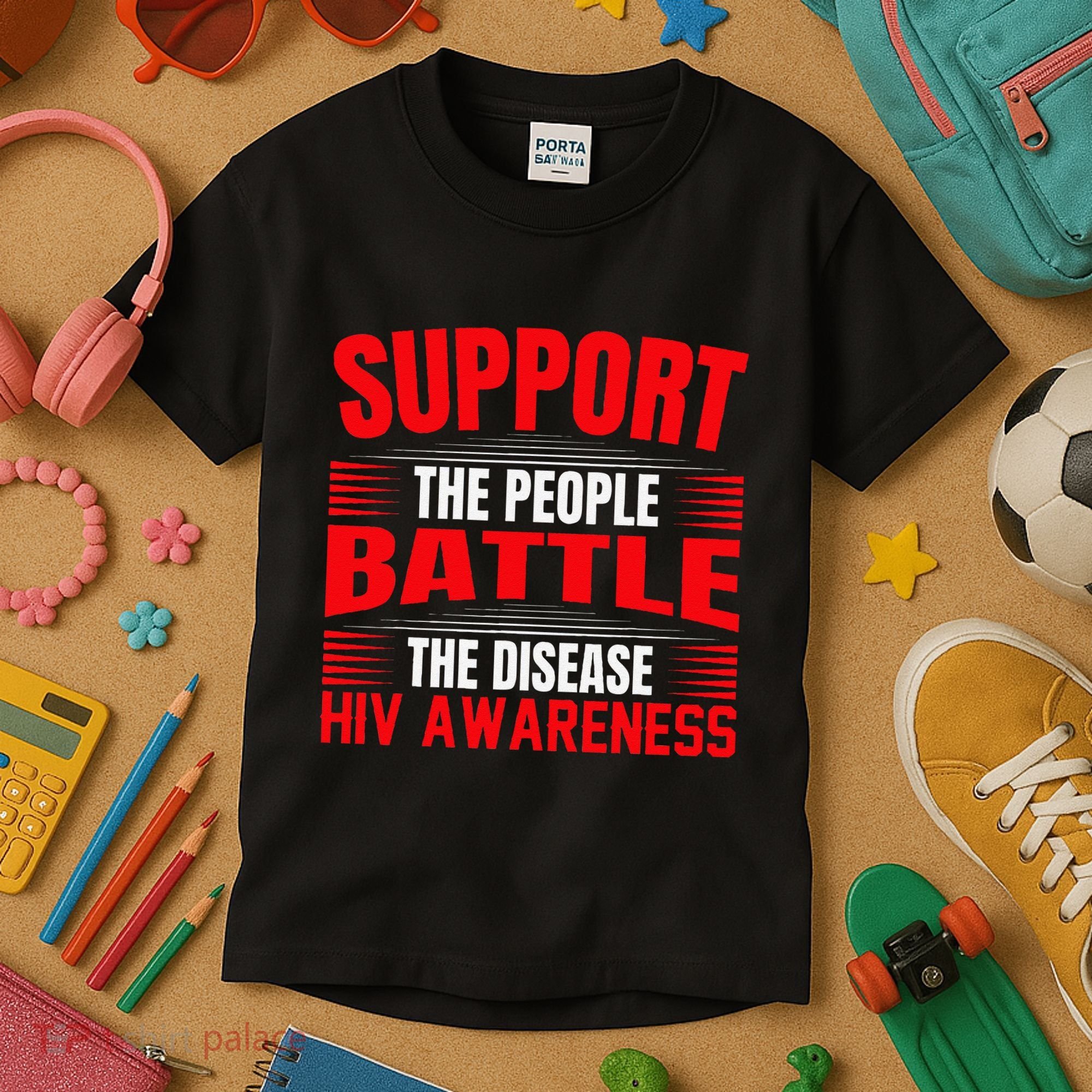 Hiv Awareness Red Ribbon World Aids Day Fighters Kids T-Shirt